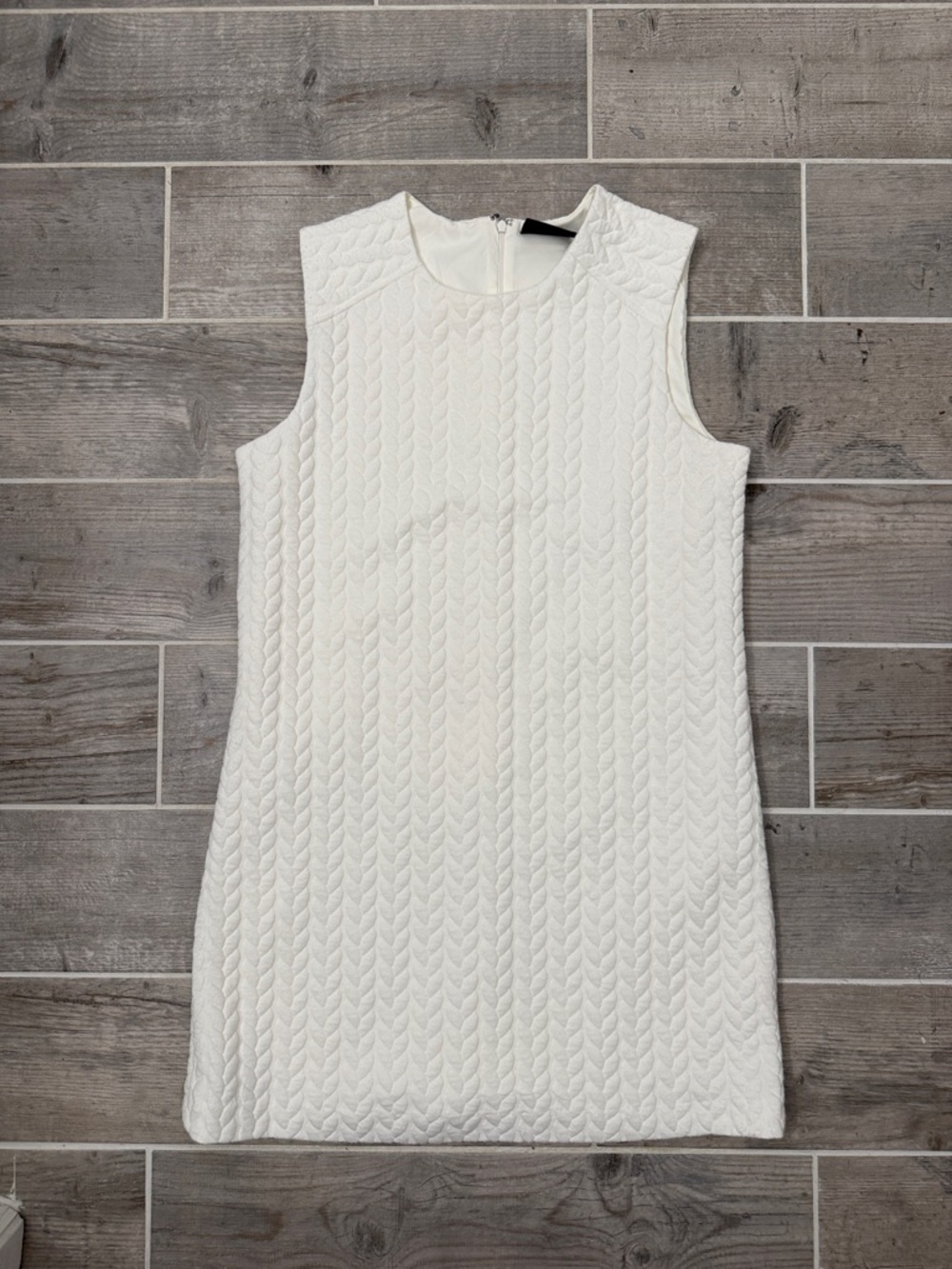 Cynthia Rowley White Cable-Texture Sleeveless Shift Mini Dress